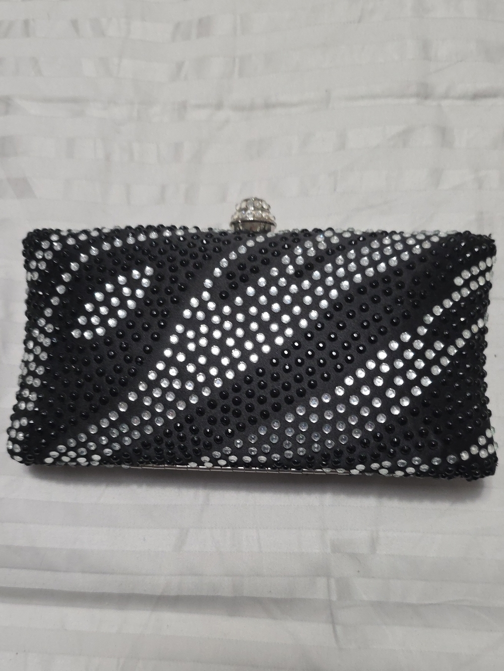 Black and Silver Crystal Evening Clutch